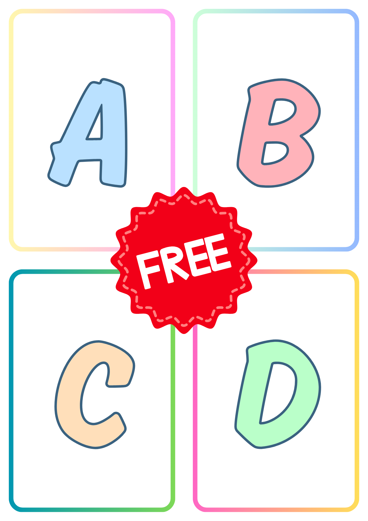 FREE - Ready to Print! Classic Uppercase and Lowercase Alphabet Flashcards
